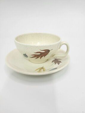 Vintage Franciscan Earthenware Autumn Leaves Cup & Saucer Set